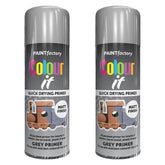 2X Paint Factory Grey Primer Spray Paint 400ml Spray Paint